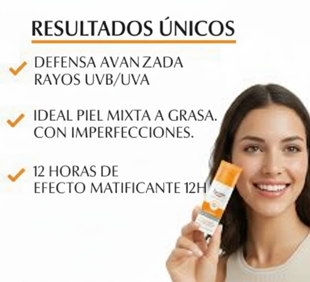 Mujer aplicando Eucerin Sun Oil Control